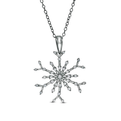 0.33 CT. T.W. Natural Diamond Snowflake Pendant in Sterling Silver
