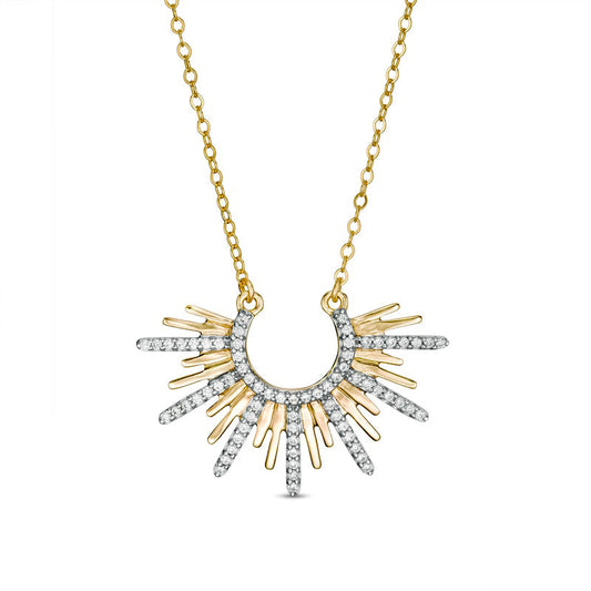 0.25 CT. T.W. Natural Diamond Horseshoe Sunburst Necklace in 10K Yellow Gold