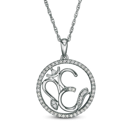 0.25 CT. T.W. Natural Diamond Om Symbol Circle Pendant in 10K White Gold