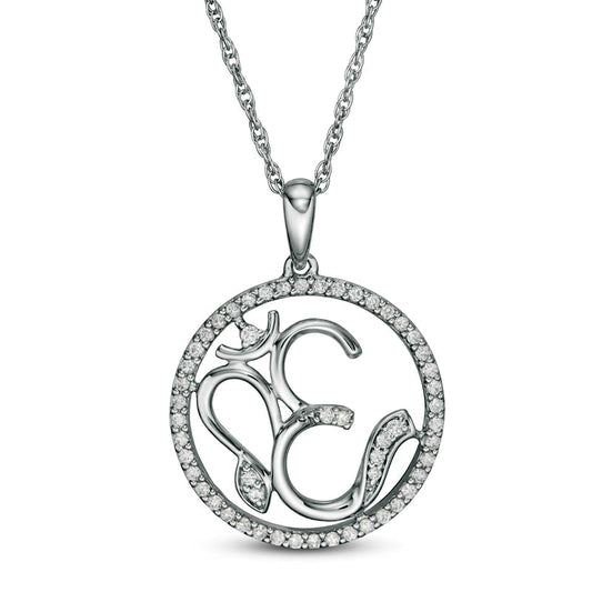0.25 CT. T.W. Natural Diamond Om Symbol Circle Pendant in 10K White Gold
