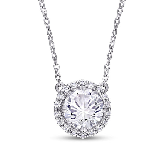 8.0mm Lab-Created White Sapphire Frame Necklace in Sterling Silver