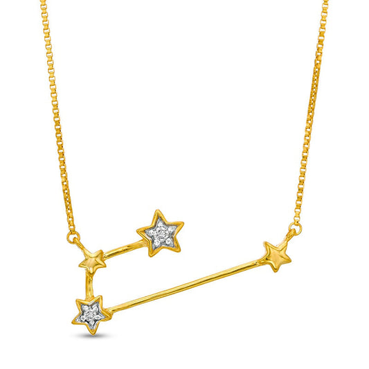 Natural Diamond Accent Aries Constellation Necklace in Sterling Silver with14K Gold Plate
