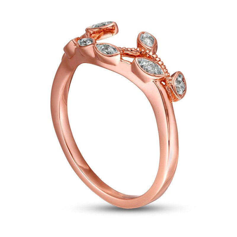 0.10 CT. T.W. Natural Clarity Enhanced Diamond Leaf Solitaire Enhancer in Solid 10K Rose Gold