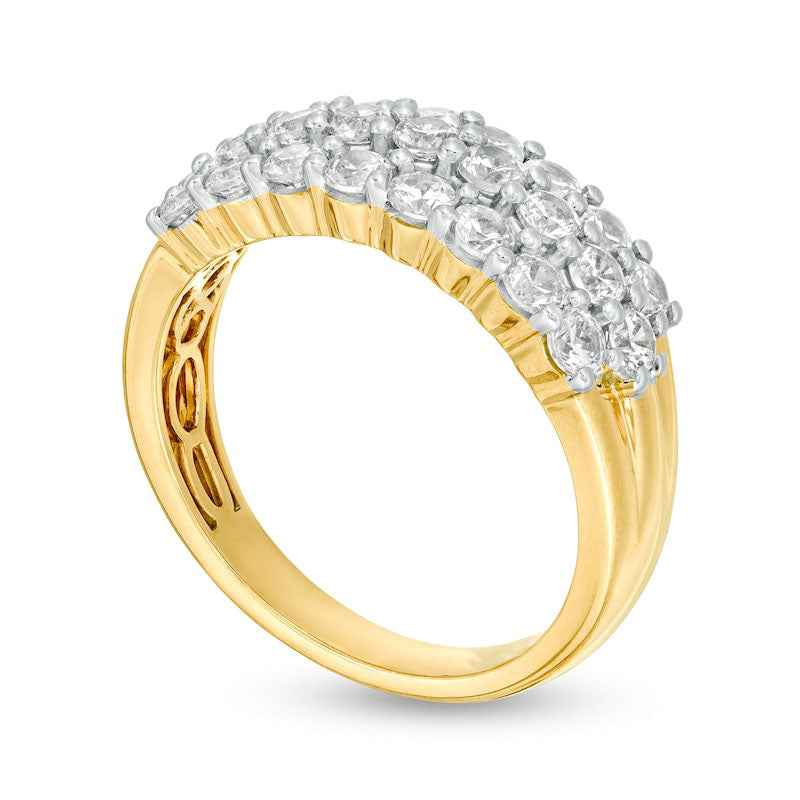 1.5 CT. T.W. Natural Diamond Multi-Row Band in Solid 10K Yellow Gold