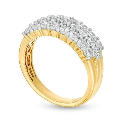 1.5 CT. T.W. Natural Diamond Multi-Row Band in Solid 10K Yellow Gold