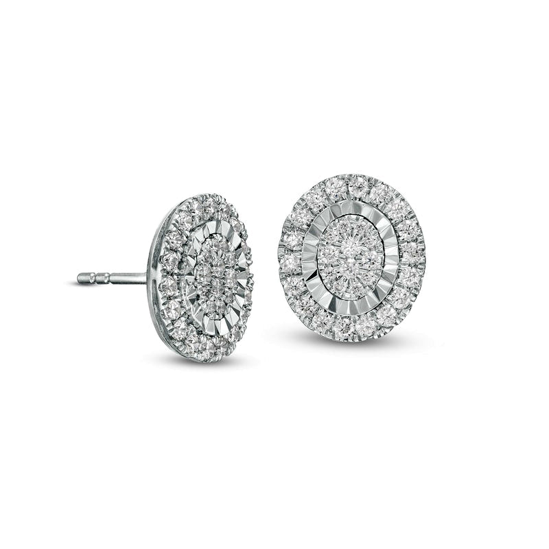 0.5 CT. T.W. Composite Diamond Oval Frame Stud Earrings in 10K White Gold