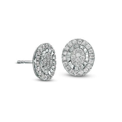 0.5 CT. T.W. Composite Diamond Oval Frame Stud Earrings in 10K White Gold