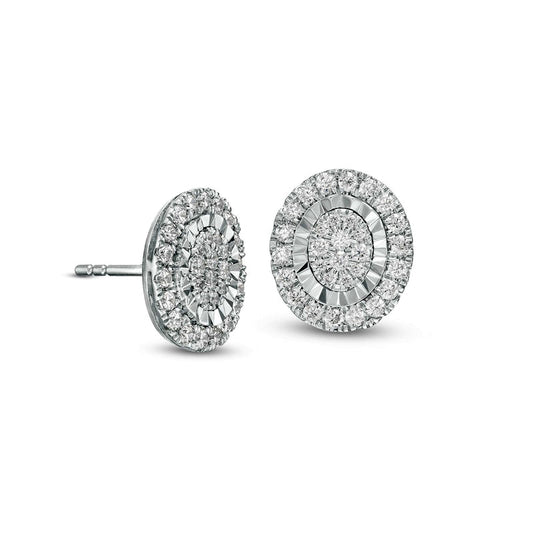 0.5 CT. T.W. Composite Diamond Oval Frame Stud Earrings in 10K White Gold