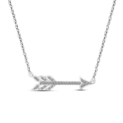0.17 CT. T.W. Natural Diamond Sideways Arrow Necklace in Sterling Silver