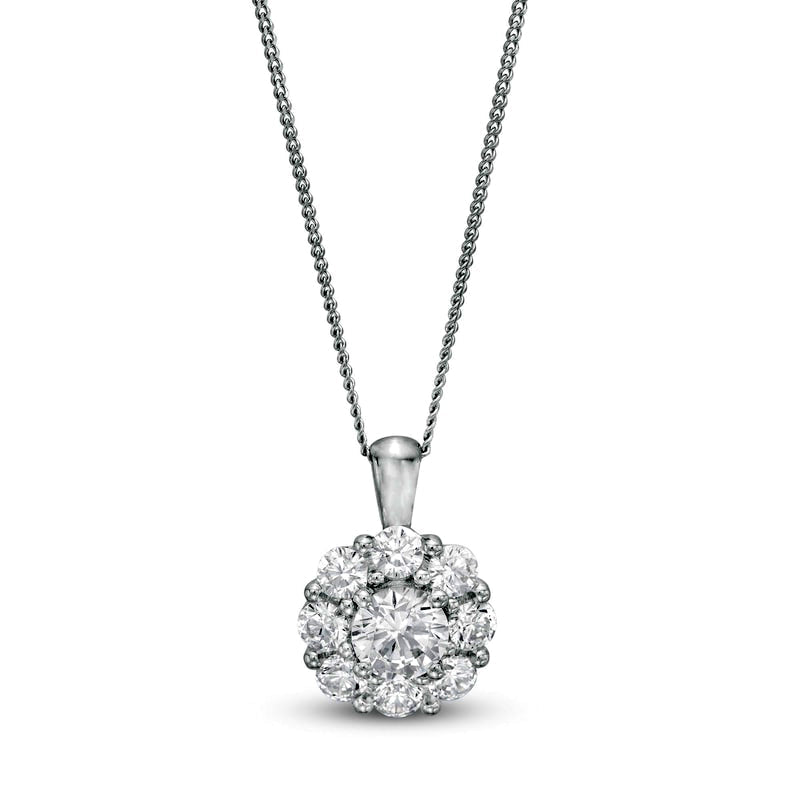 1.2 CT. T.W. Certified Natural Diamond Scallop Frame Flower Pendant in 14K White Gold (I/I2)