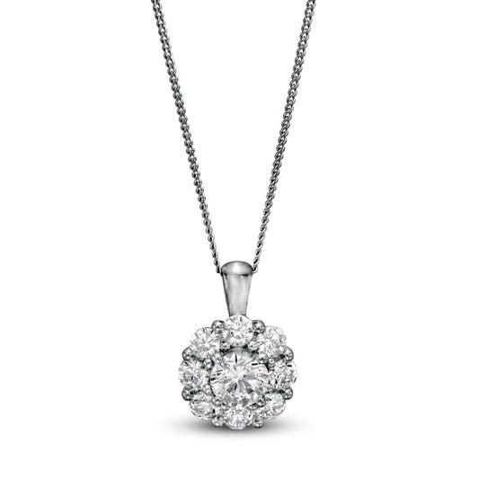 1.2 CT. T.W. Certified Natural Diamond Scallop Frame Flower Pendant in 14K White Gold (I/I2)