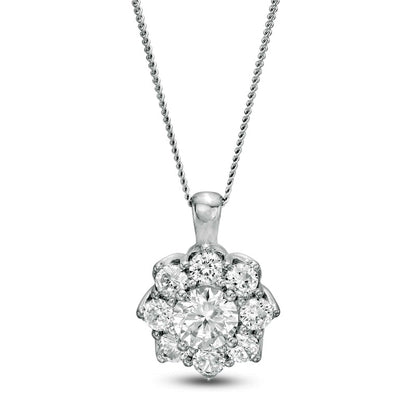 1.5 CT. T.W. Certified Natural Diamond Scallop Frame Flower Pendant in 14K White Gold (I/I2)