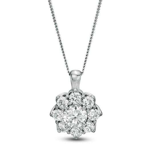 1.5 CT. T.W. Certified Natural Diamond Scallop Frame Flower Pendant in 14K White Gold (I/I2)