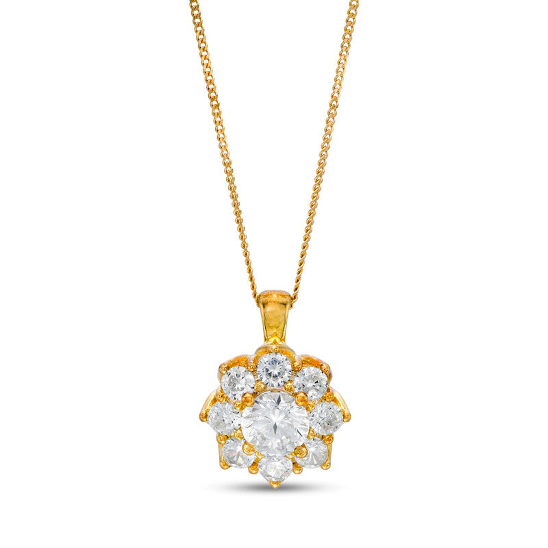 1.5 CT. T.W. Certified Natural Diamond Scallop Frame Flower Pendant in 14K Gold (I/I2)