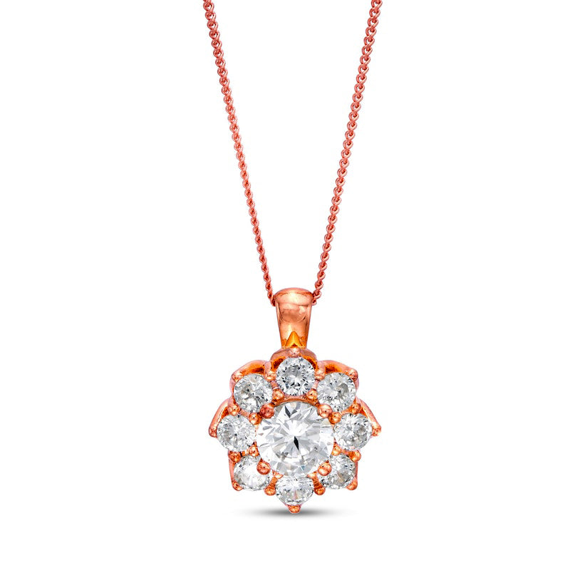 1.5 CT. T.W. Certified Natural Diamond Scallop Frame Flower Pendant in 14K Rose Gold (I/I2)