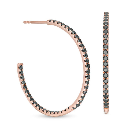 0.75 CT. T.W. Enhanced Black Diamond Inside-Out Hoop Earrings in 10K Rose Gold