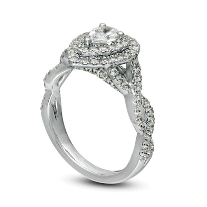 1.0 CT. T.W. Pear-Shaped Natural Diamond Twist Shank Engagement Ring in Solid 14K White Gold