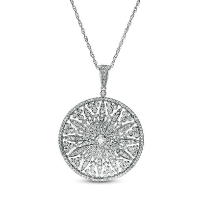 1 CT. T.W. Natural Diamond Medallion Pendant in 10K White Gold
