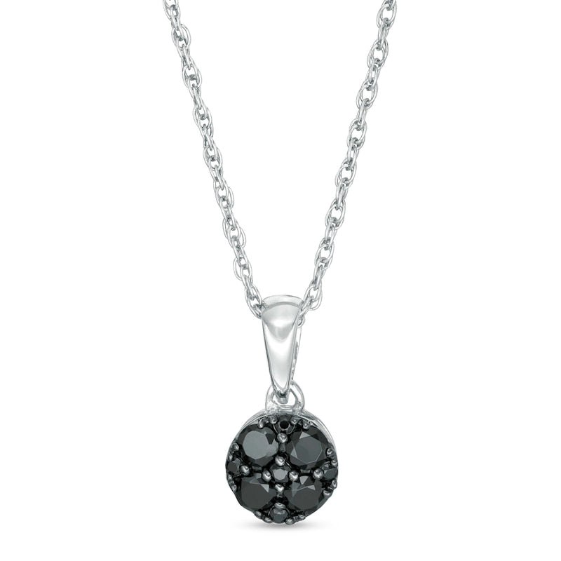 0.25 CT. T.W. Enhanced Black Composite Natural Diamond Circle Pendant in 10K White Gold