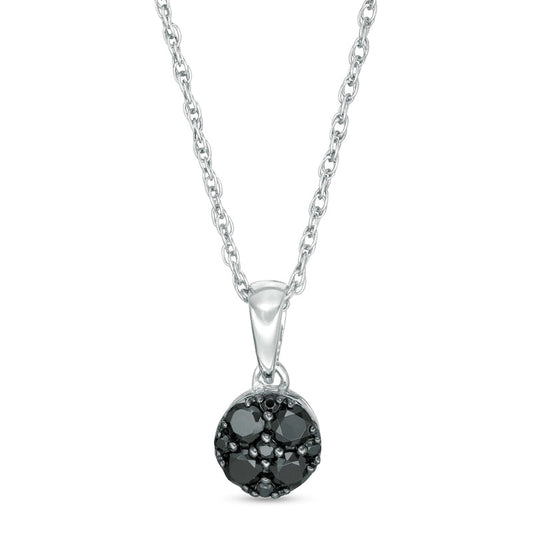 0.25 CT. T.W. Enhanced Black Composite Natural Diamond Circle Pendant in 10K White Gold