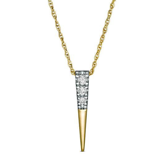 0.1 CT. T.W. Natural Diamond Elongated Triangle Pendant in 10K Yellow Gold