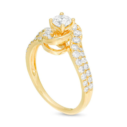 1.0 CT. T.W. Natural Diamond Bypass Engagement Ring in Solid 14K Gold