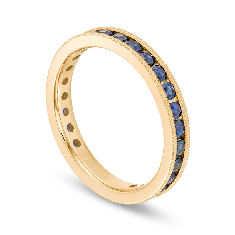 Certified Blue Sapphire Eternity Band in Solid 14K Gold