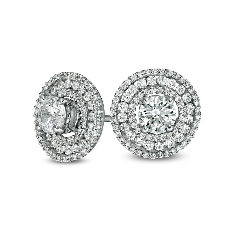 0.75 CT. T.W. Diamond Stud Earrings with Triple Frame Jackets in 14K White Gold