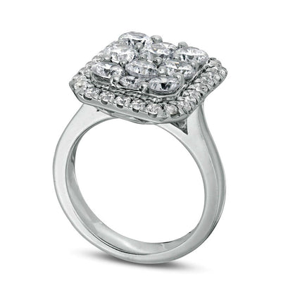 3.0 CT. T.W. Composite Natural Diamond Octagonal Frame Engagement Ring in Solid 10K White Gold