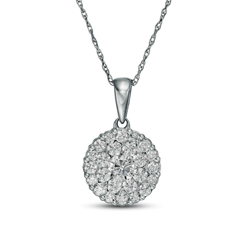 0.75 CT. T.W. Composite Natural Diamond Double Frame Pendant in 10K White Gold