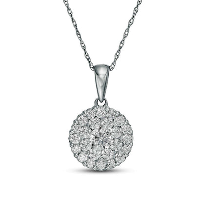 0.75 CT. T.W. Composite Natural Diamond Double Frame Pendant in 10K White Gold