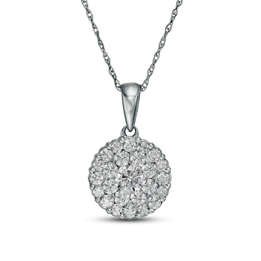 0.75 CT. T.W. Composite Natural Diamond Double Frame Pendant in 10K White Gold