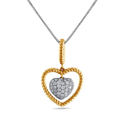 0.25 CT. T.W. Natural Diamond Double Heart Rope Frame Pendant in 10K Two-Tone Gold