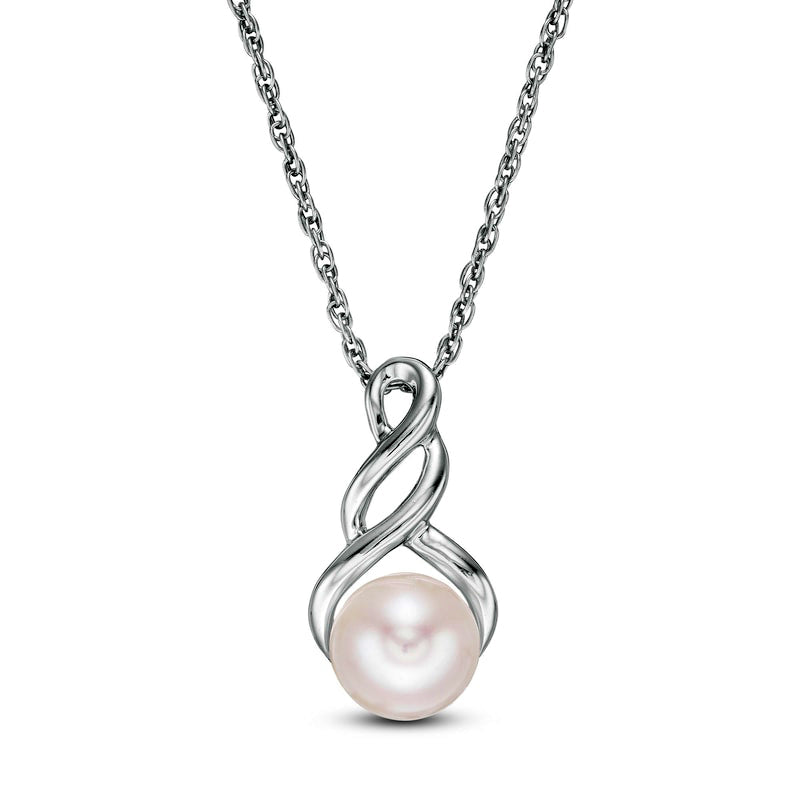 7.0mm Cultured Freshwater Pearl Cascading Drop Pendant in 10K White Gold