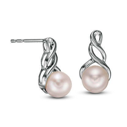 6.0mm Cultured Freshwater Pearl Cascading Drop Earrings in 10K White Gold