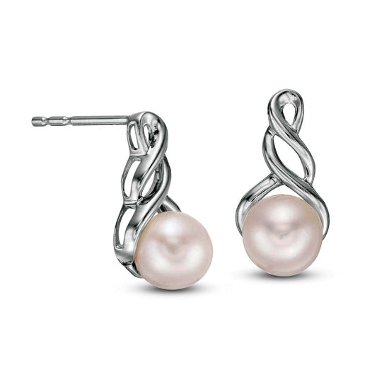 6.0mm Cultured Freshwater Pearl Cascading Drop Earrings in 10K White Gold