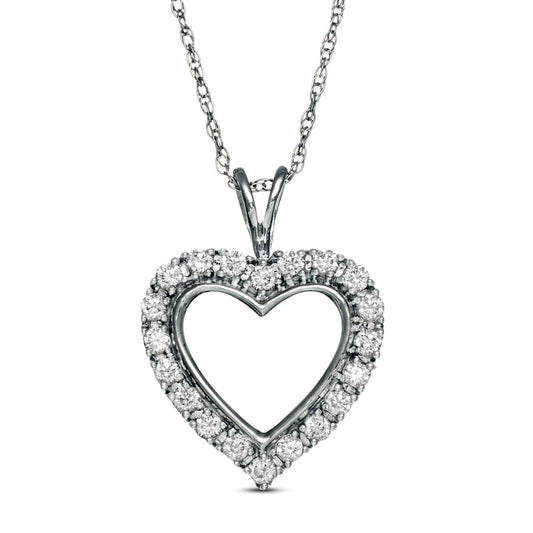 0.25 CT. T.W. Natural Diamond Heart Outline Pendant in 10K White Gold