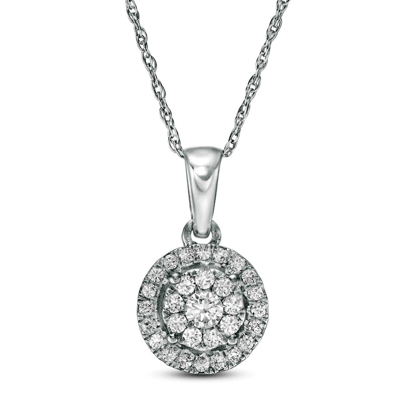 0.25 CT. T.W. Natural Diamond Double Frame Pendant in 10K White Gold