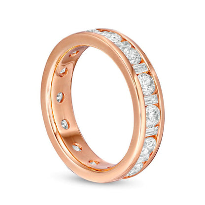 2.0 CT. T.W. Baguette and Round Natural Diamond Eternity Wedding Band in Solid 14K Rose Gold