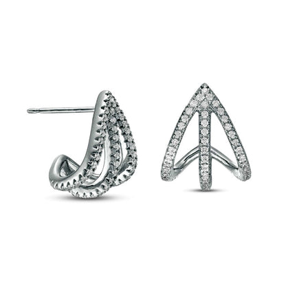0.5 CT. T.W. Diamond Triple Row Split Hoop Earrings in Sterling Silver