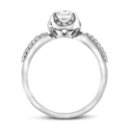 0.75 CT. T.W. Natural Diamond Cushion Frame Double Row Bridal Engagement Ring Set in Solid 14K White Gold