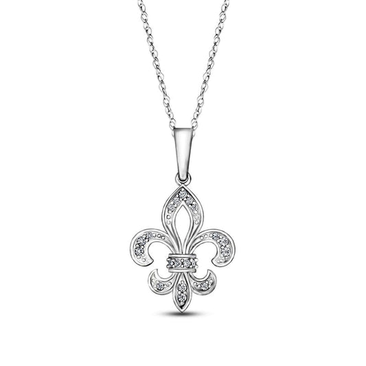 0.1 CT. T.W. Natural Diamond Fleur-de-Lis Pendant in Sterling Silver