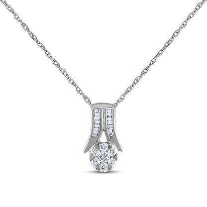 0.17 CT. T.W. Composite Natural Diamond Chevron Pendant in Sterling Silver