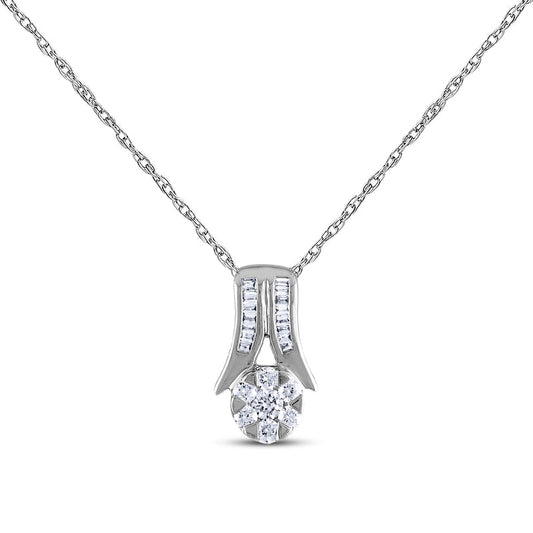 0.17 CT. T.W. Composite Natural Diamond Chevron Pendant in Sterling Silver