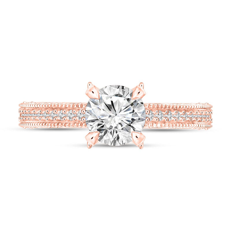 1.0 CT. T.W. Natural Diamond Antique Vintage-Style Engagement Ring in Solid 14K Rose Gold