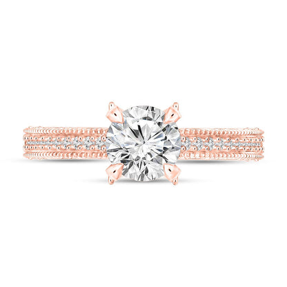 1.0 CT. T.W. Natural Diamond Antique Vintage-Style Engagement Ring in Solid 14K Rose Gold