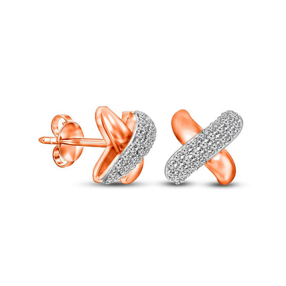 0.38 CT. T.W. Diamond X" Stud Earrings in 10K Rose Gold"