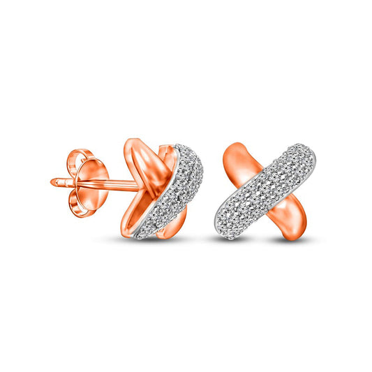 0.38 CT. T.W. Diamond X" Stud Earrings in 10K Rose Gold"