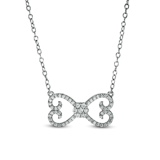 0.25 CT. T.W. Natural Diamond Mirrored Hearts Necklace in Sterling Silver