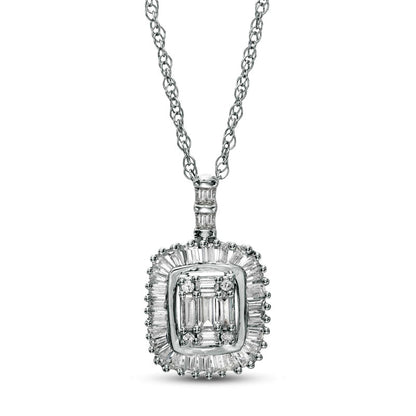0.33 CT. T.W. Composite Natural Diamond Cushion Frame Pendant in 10K White Gold